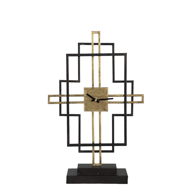 Joani Black metal clock with gold tube design