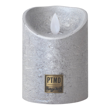 LED Light Candle metallic silver moveable flame