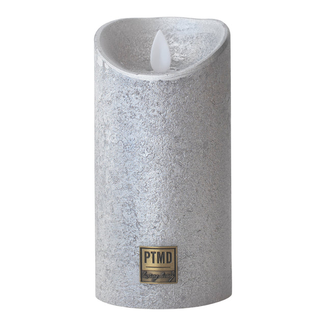 LED Light Candle metallic silver moveable flame