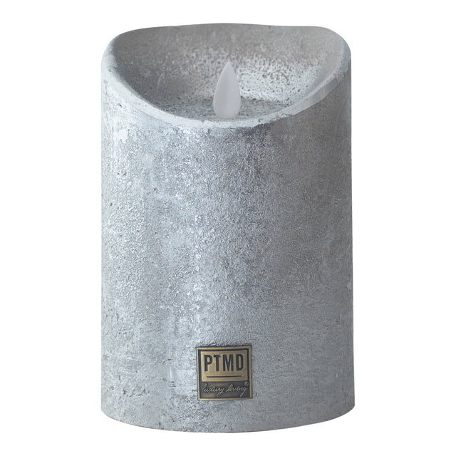 LED Light Candle metallic silver moveable flame