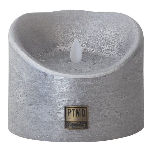 LED Light Candle metallic silver moveable flame