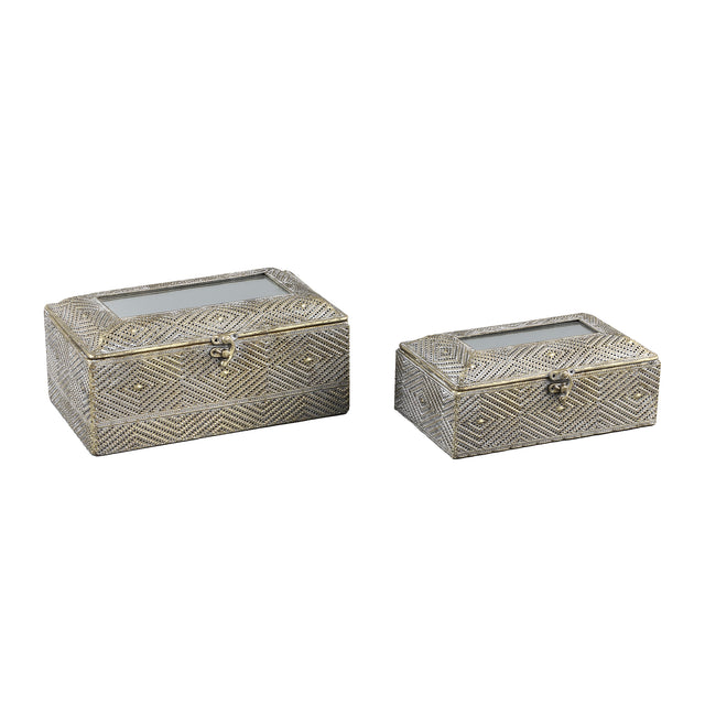 Tavin Antique Gold iron storage box set of 2