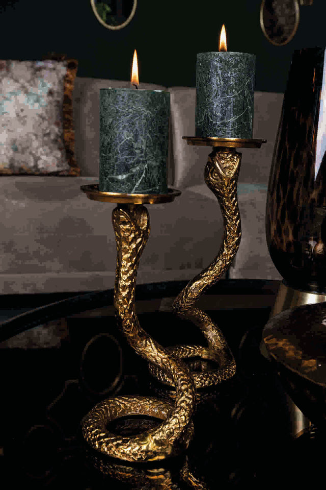 Eliza Gold aluminium snake candleholder