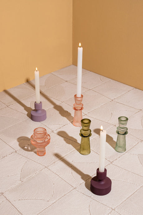 Gynna matte glass candleholder round