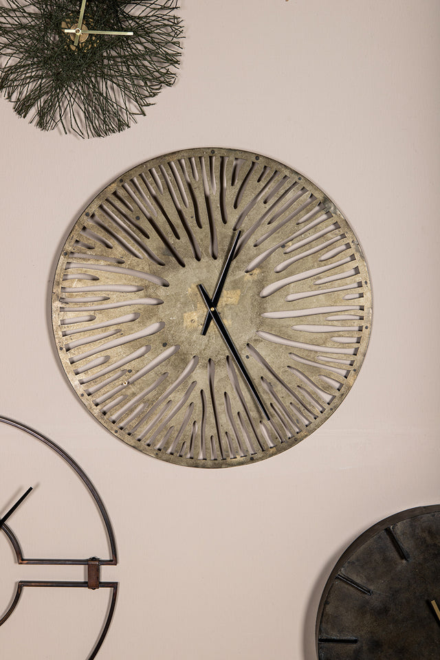 Derandi Gold metal wall clock see through round