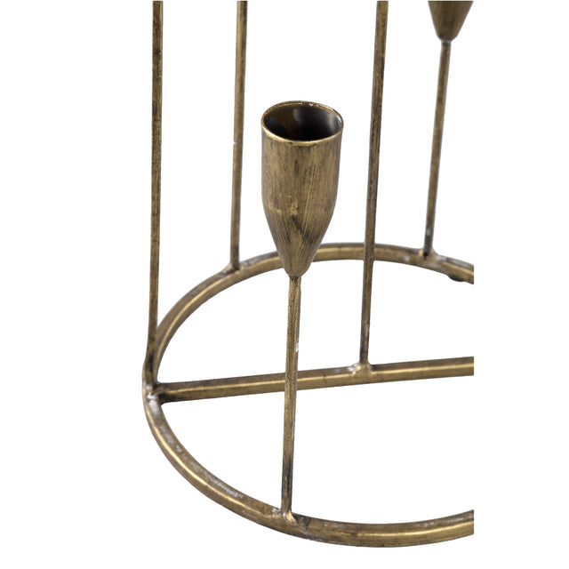 Carree Gold metal multi candleholder with handle