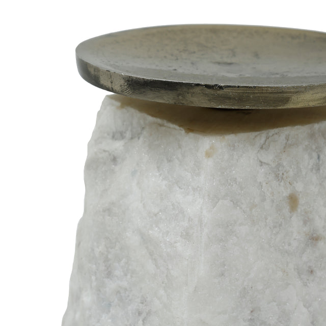 Nimo White Marble candleholder antique gold top