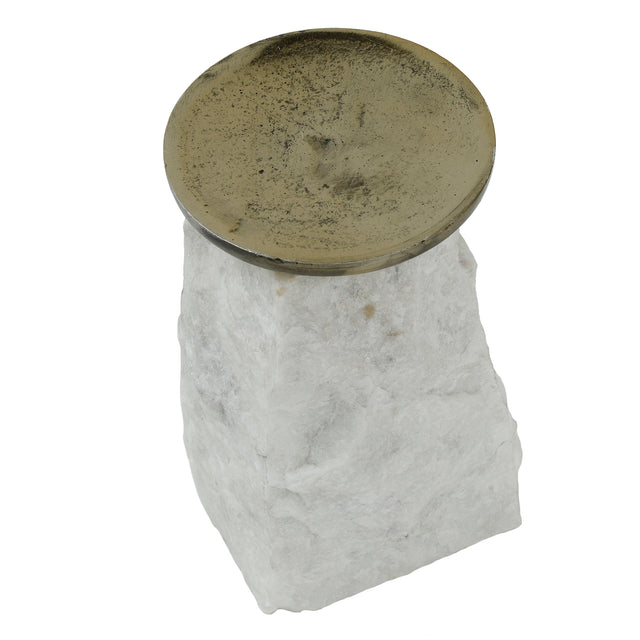 Nimo White Marble candleholder antique gold top