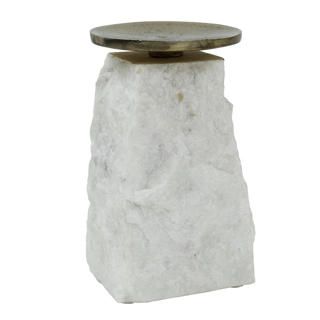 Nimo White Marble candleholder antique gold top