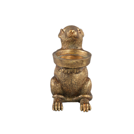 Miro Gold polyresin mouse candle holder