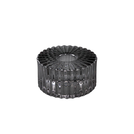 Milandi glass candleholder ribbed round