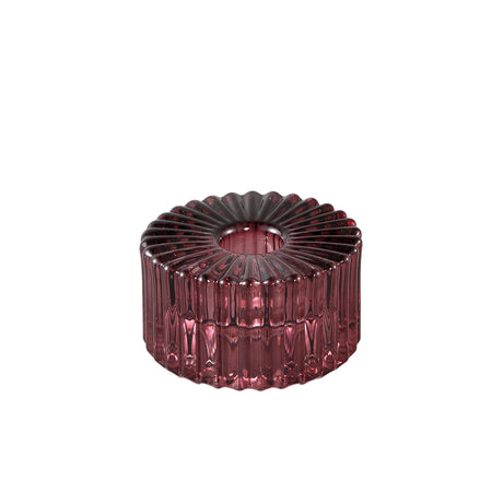 Milandi glass candleholder ribbed round