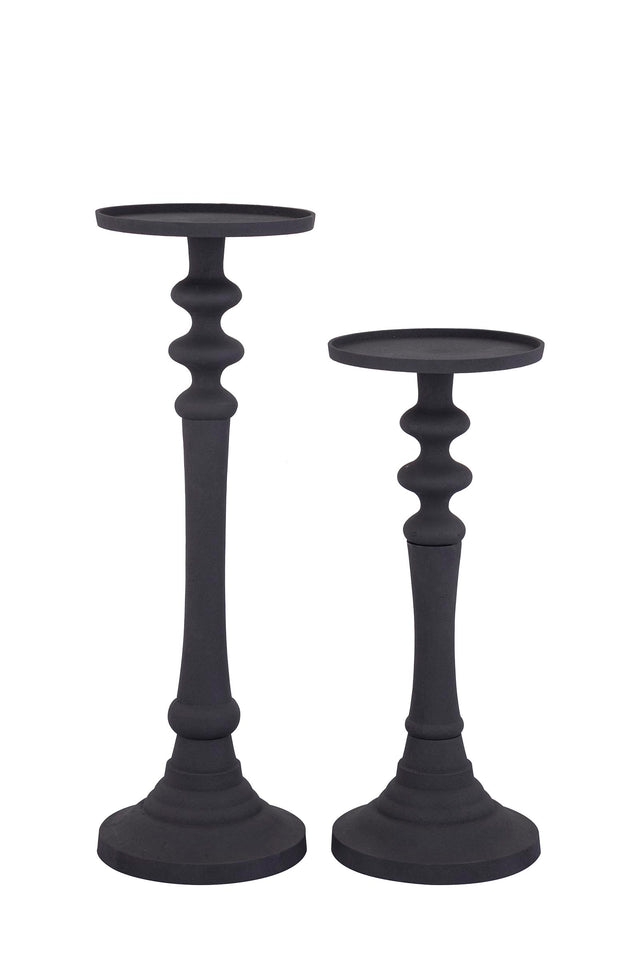 Lisann Black cast aluminum candleholder round