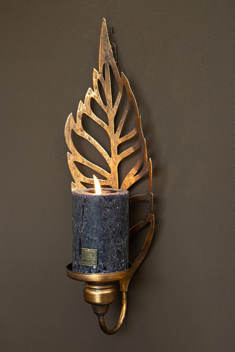 Mardin Gold iron wall candleholder leaf shape