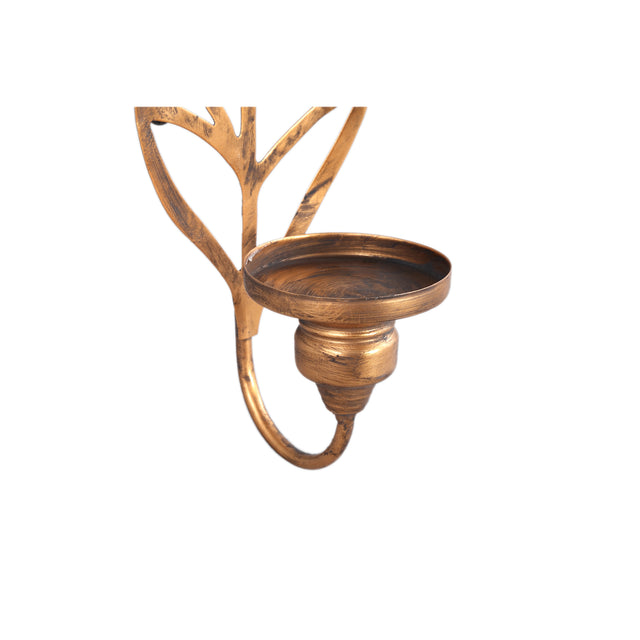 Mardin Gold iron wall candleholder leaf shape