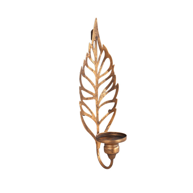 Mardin Gold iron wall candleholder leaf shape