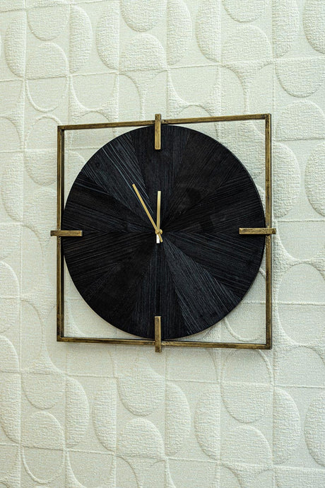 Oxxo Gold metal clock with black veneer square