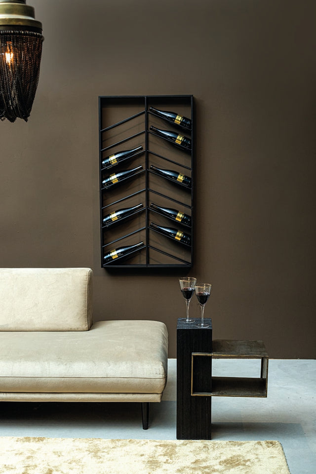 Vinno Black iron winerack symmetrical layers rect