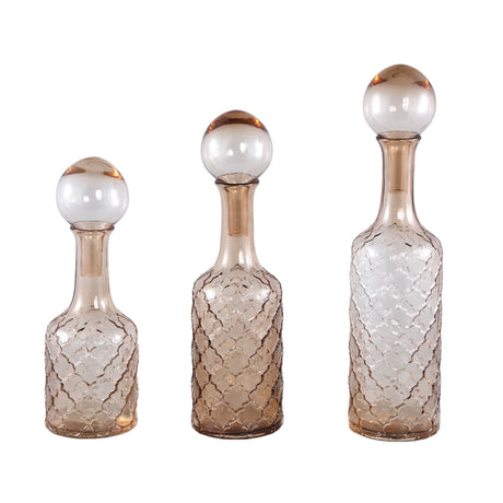 Cianna Brown glass bottle round with bal