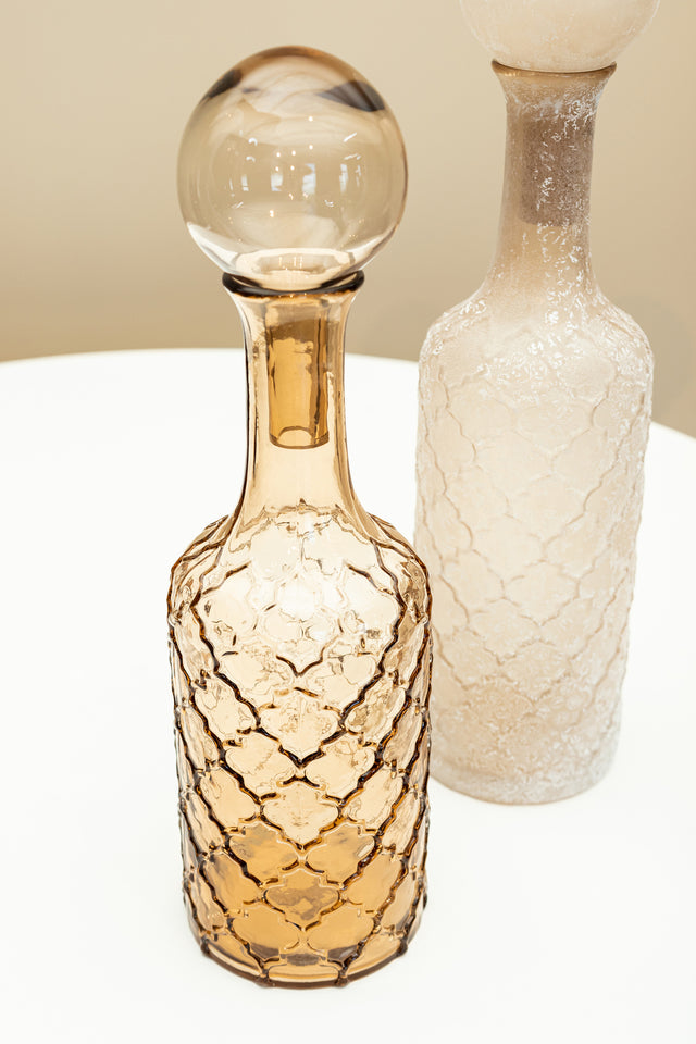 Cianna Brown glass bottle round with bal