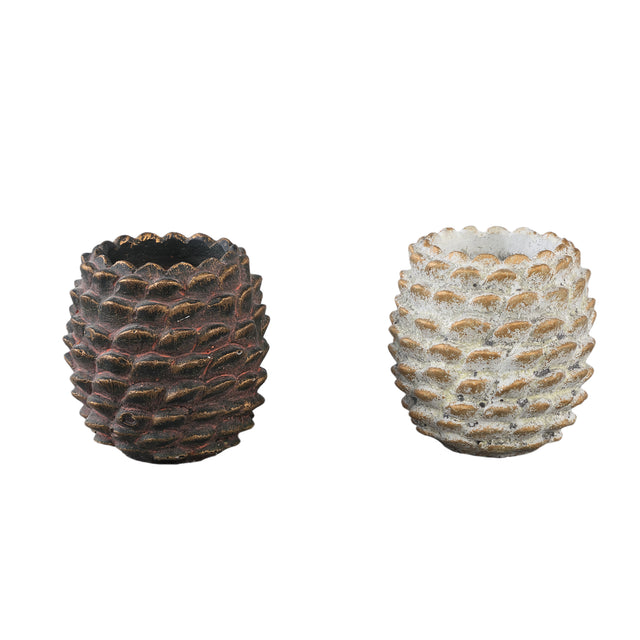 Keia Antracite cement tealight pinecone shaped