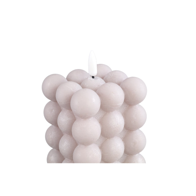 LED light Candle beige bubble shaped flickering L