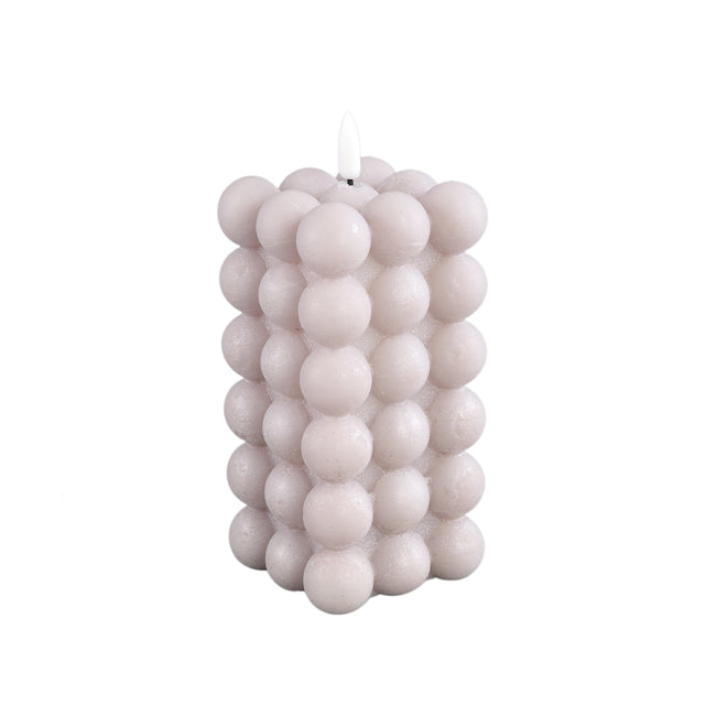 LED light Candle beige bubble shaped flickering L