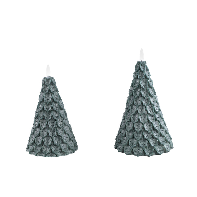 LED light Candle green leaves tree shaped flickeri