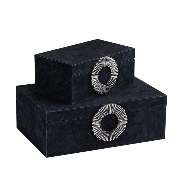 Hazael suede box handle set of 2