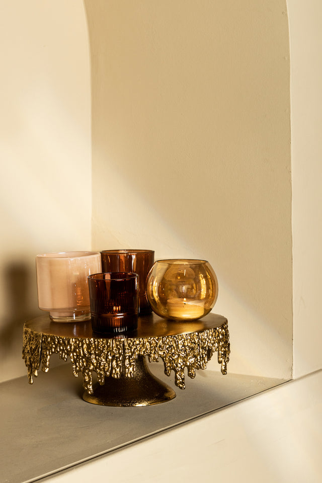 Amara Gold alu cake stand on base dripping