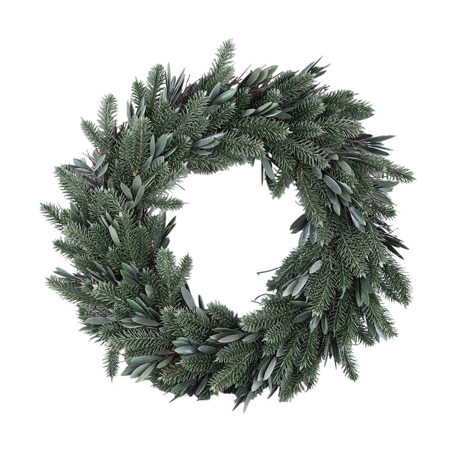 Wreath Green pine round wreath with pinecones