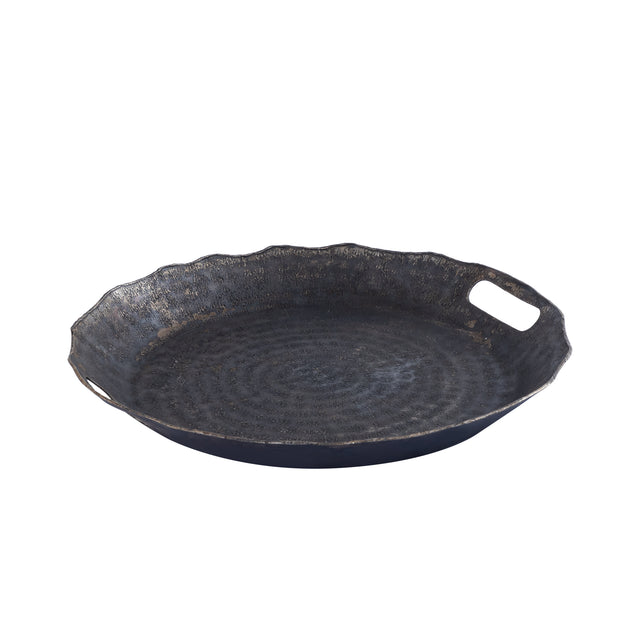 Semin alu round rustic tray wavy edge