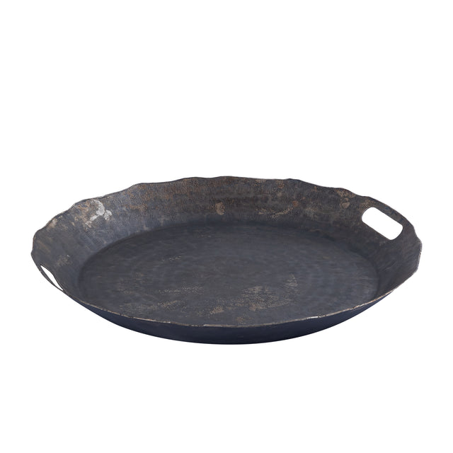 Semin alu round rustic tray wavy edge