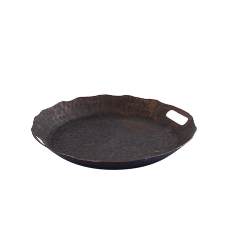 Semin alu round rustic tray wavy edge