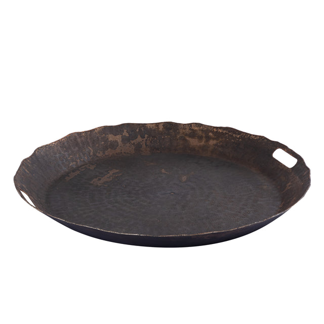 Semin alu round rustic tray wavy edge