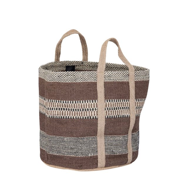 Toccara Brown jute round basket lines pattern